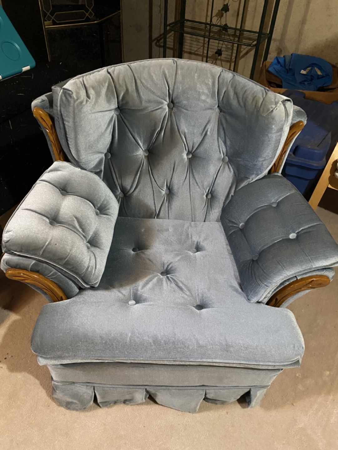 Vintage Blue Velvet rocking Chair also swivels