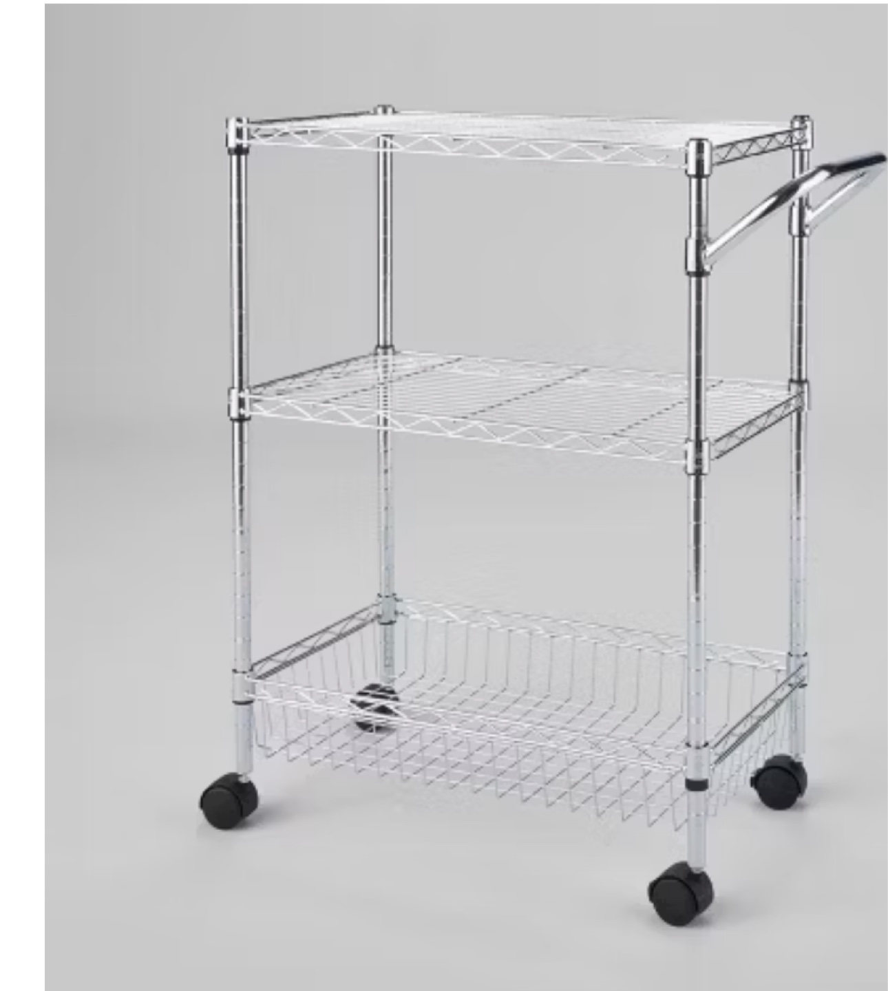 3 Tier Metal Utility Cart Rolling Kitchen Storage Steel
