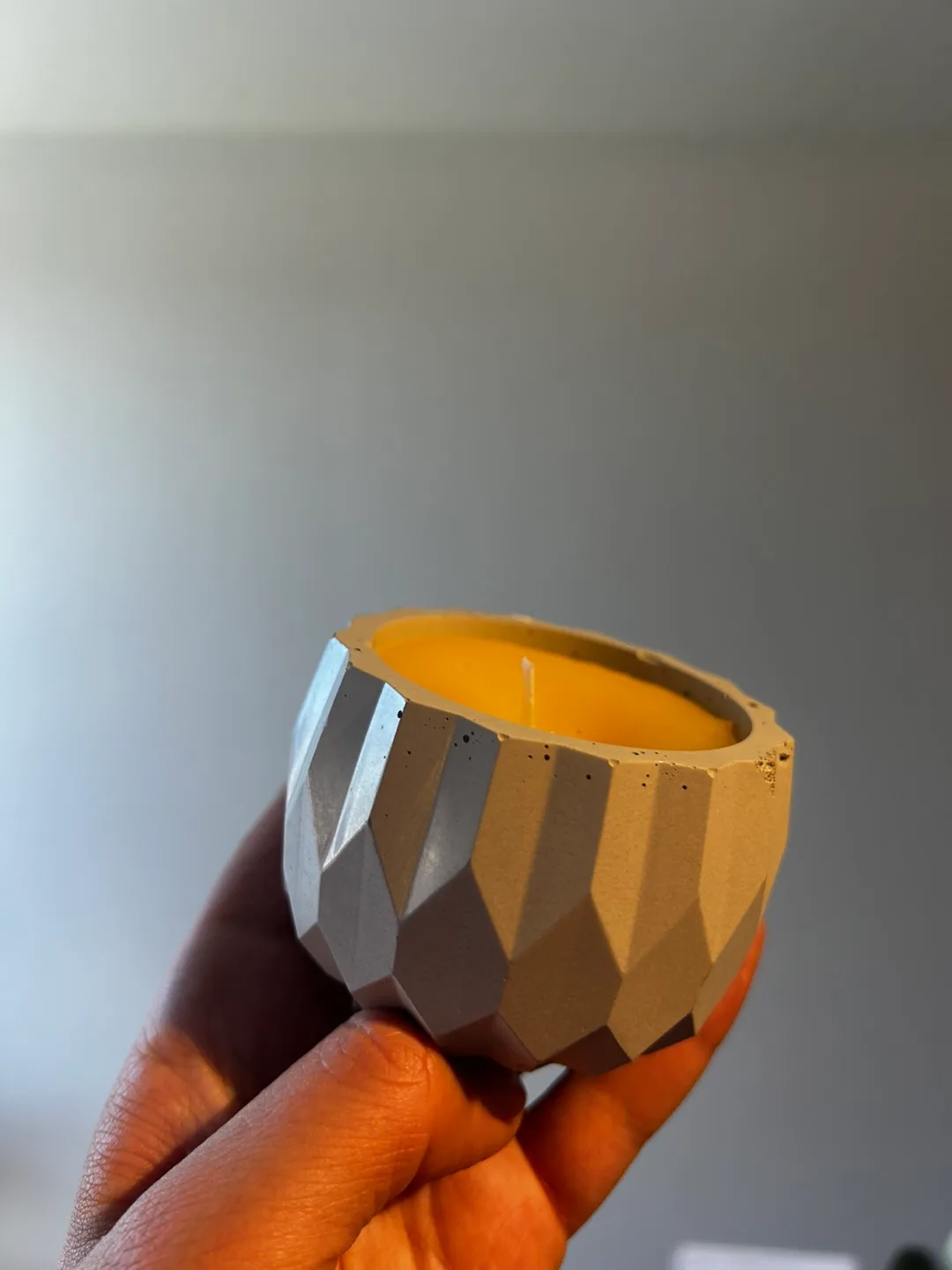 Geometric Concrete Beeswax Candle thumbnail