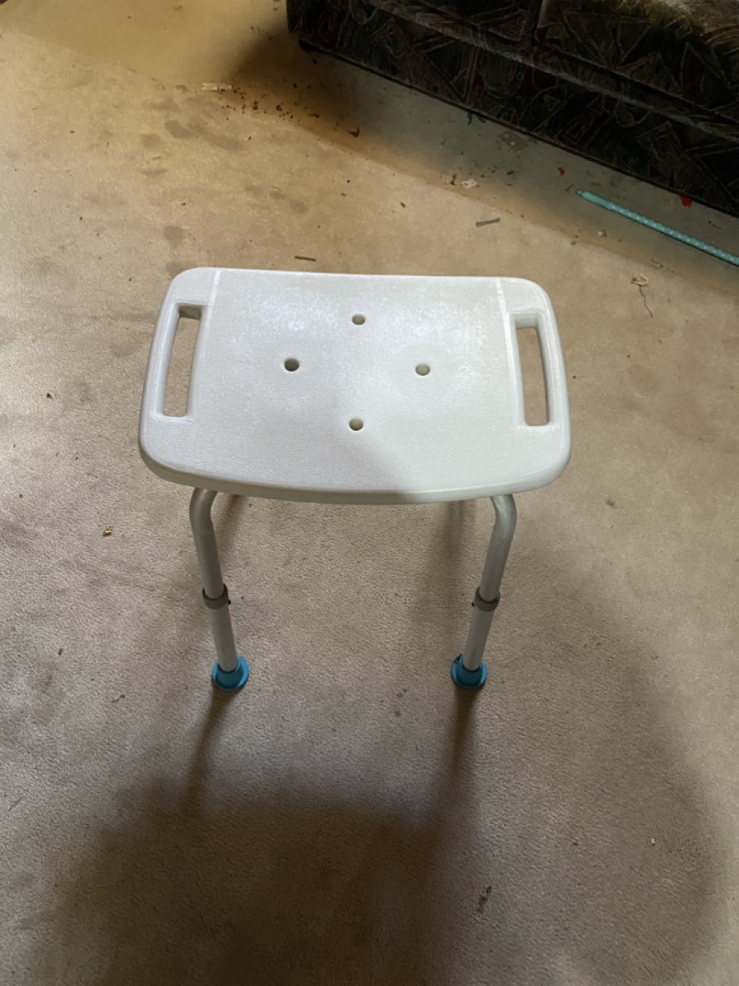 White Shower Chair with Adjustable Legs