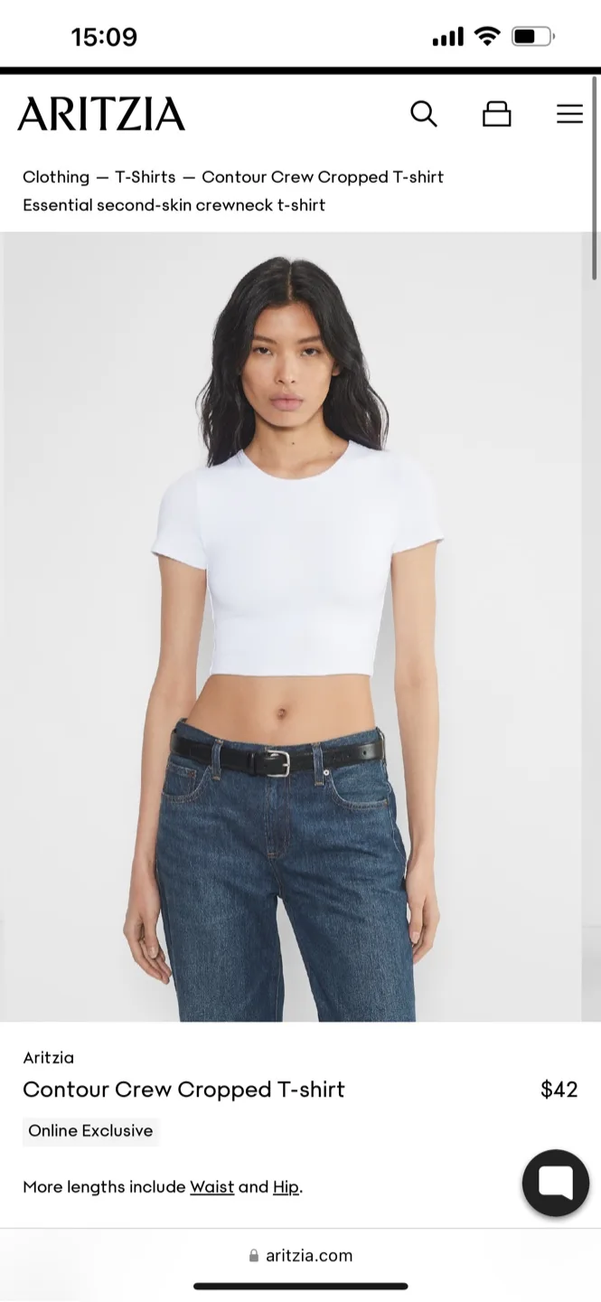 Aritzia Babaton Contour Crew Cropped T-shirt - size small thumbnail