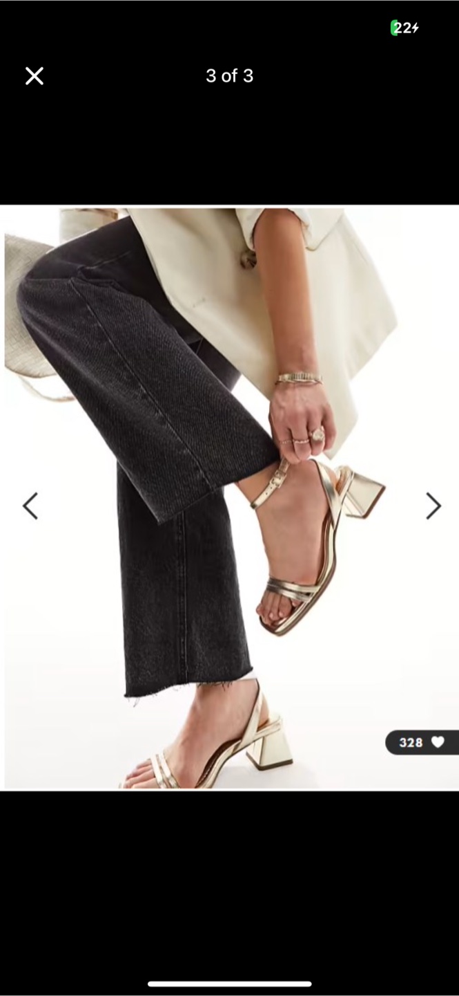 Gold Block Heel Sandals - Wide Fit - photo 3