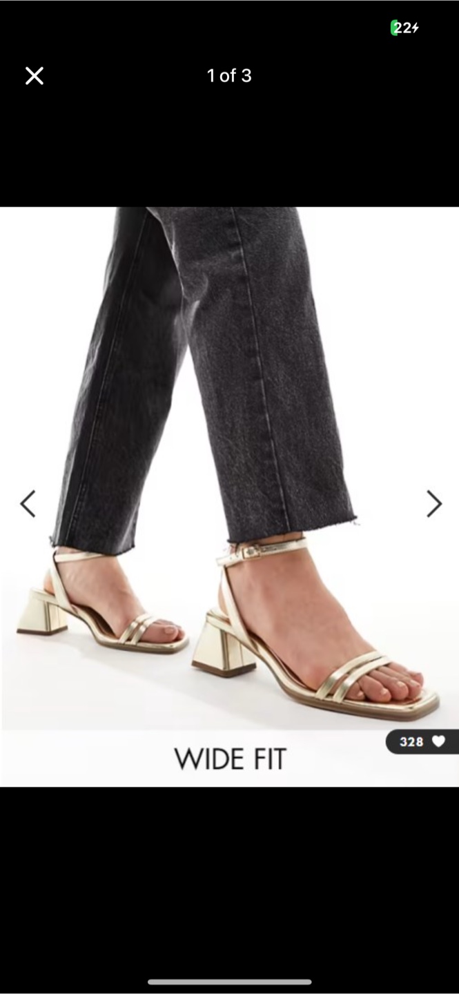 Gold Block Heel Sandals - Wide Fit