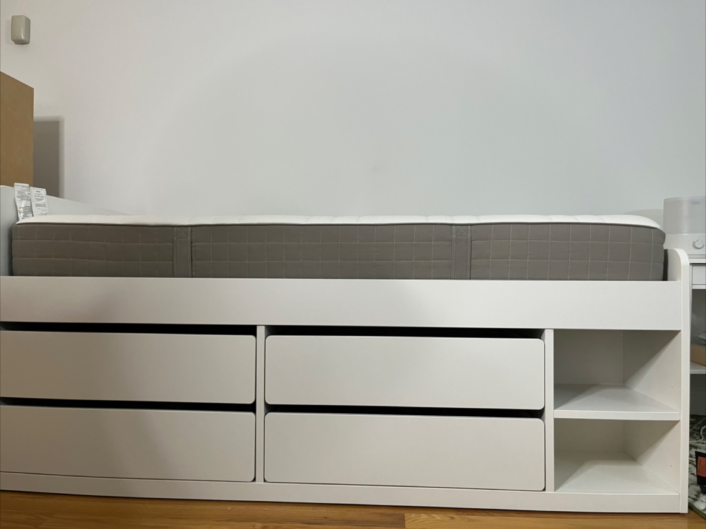 SLÄKT Bed frame w/storage, white, Twin with Mattress - photo 2