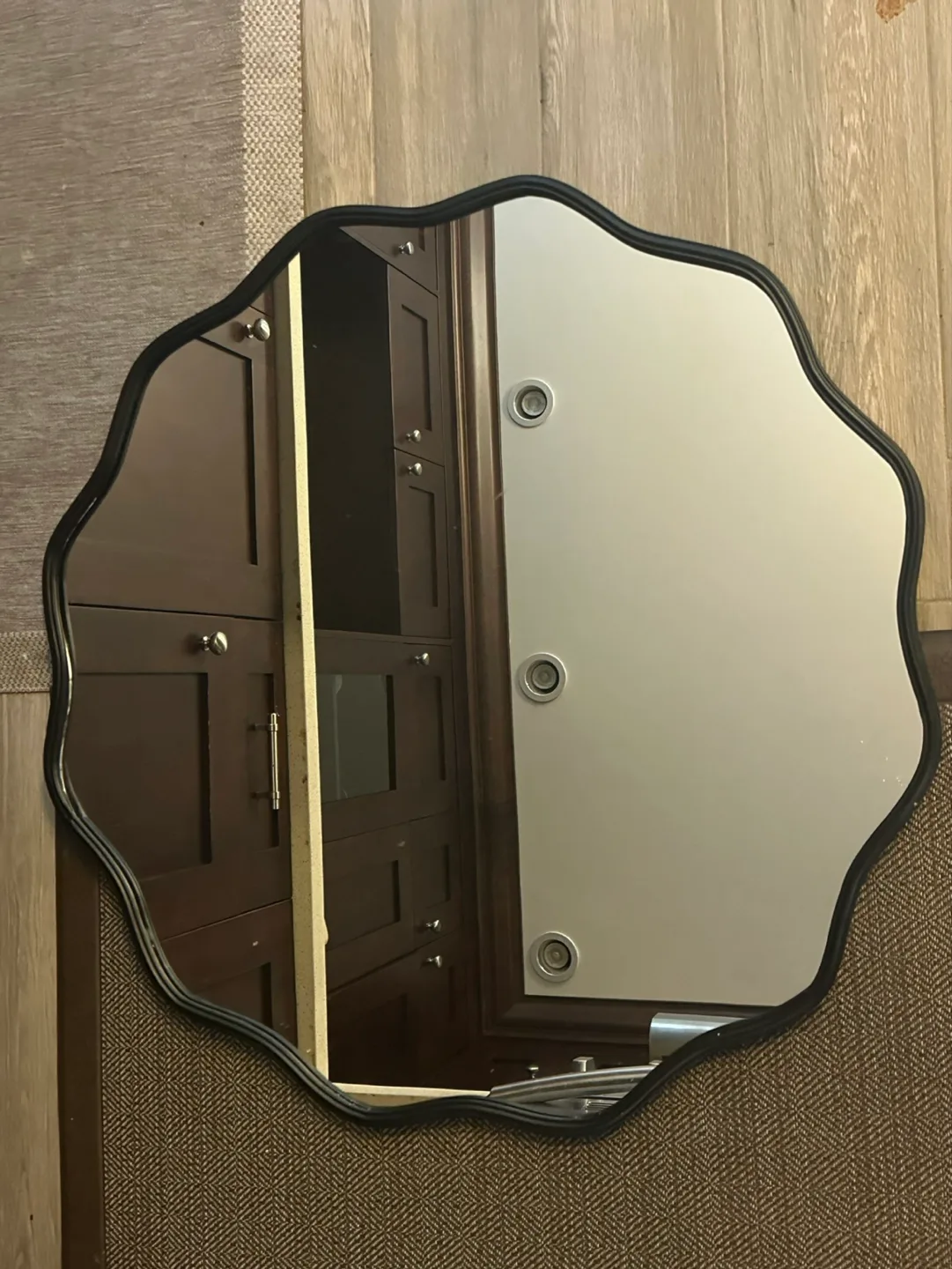 Unique Scalloped Black Framed Mirror thumbnail