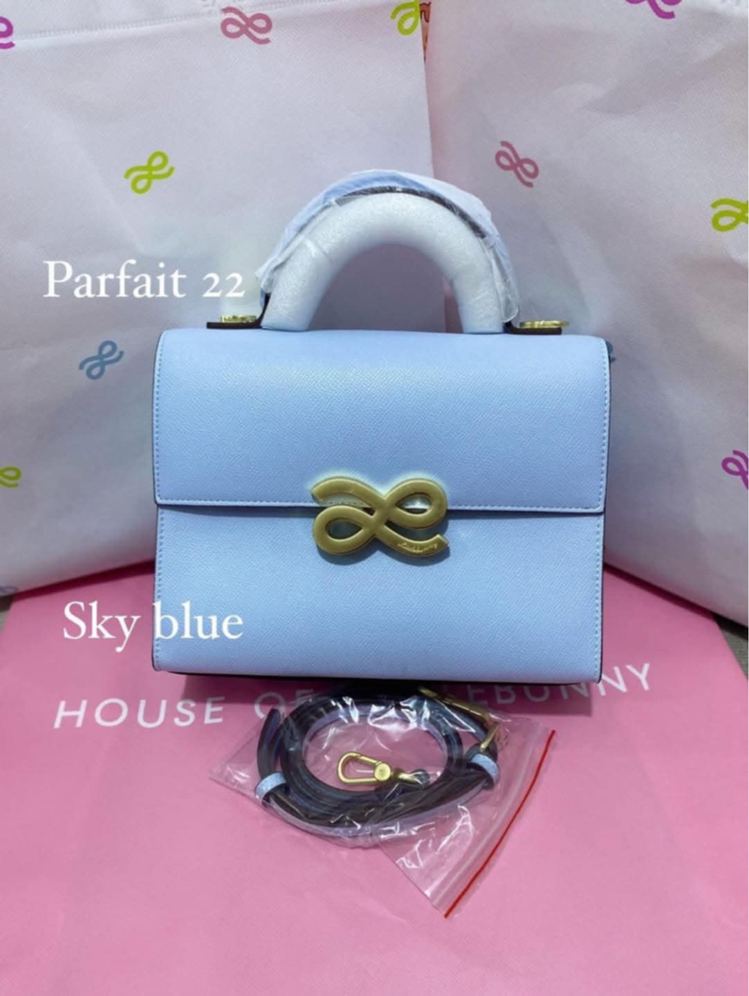 House of Little Bunny Sky Blue Bow Bag