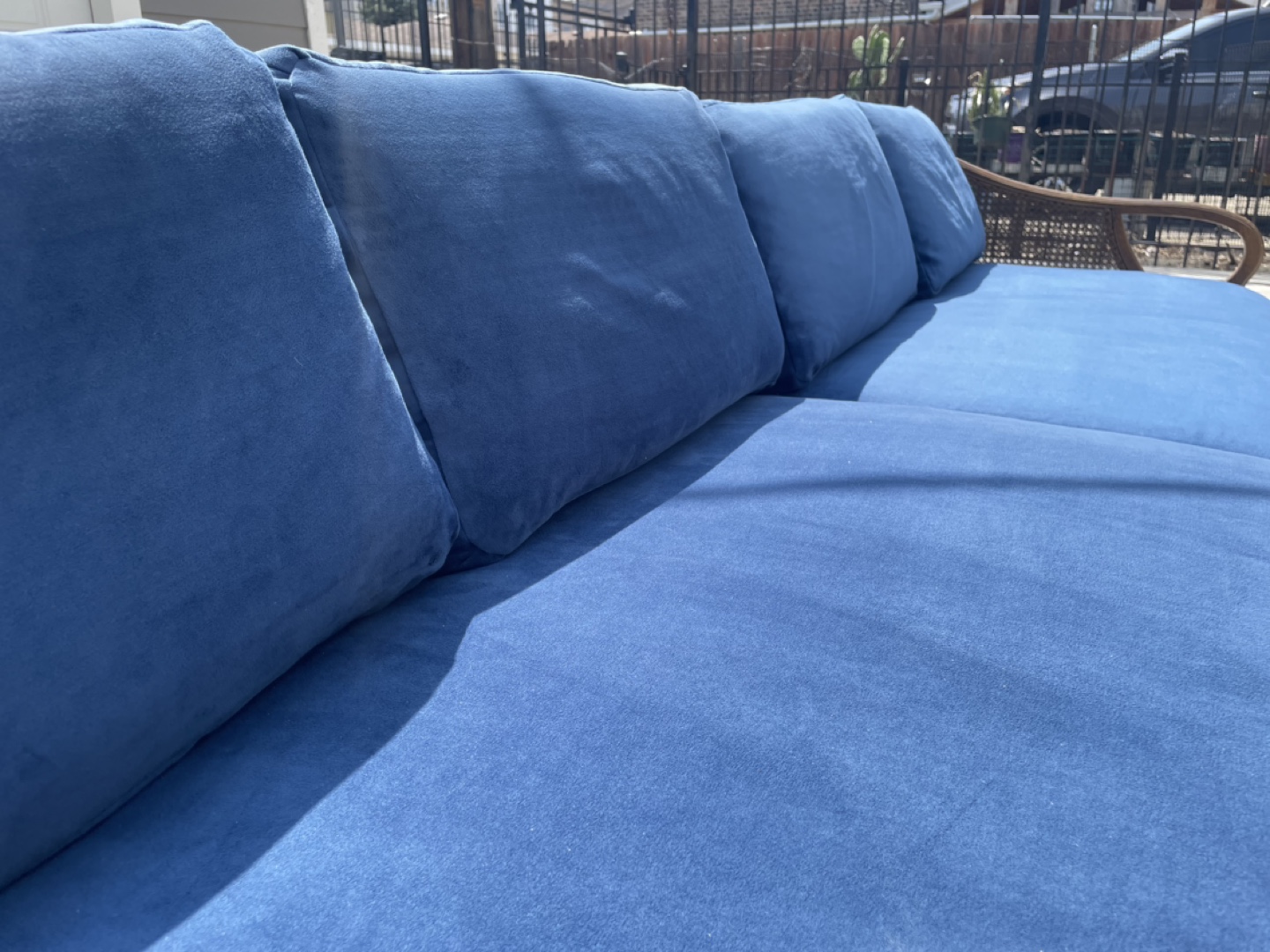 Vintage French Provincial Style Sofa with Blue Velvet - photo 4