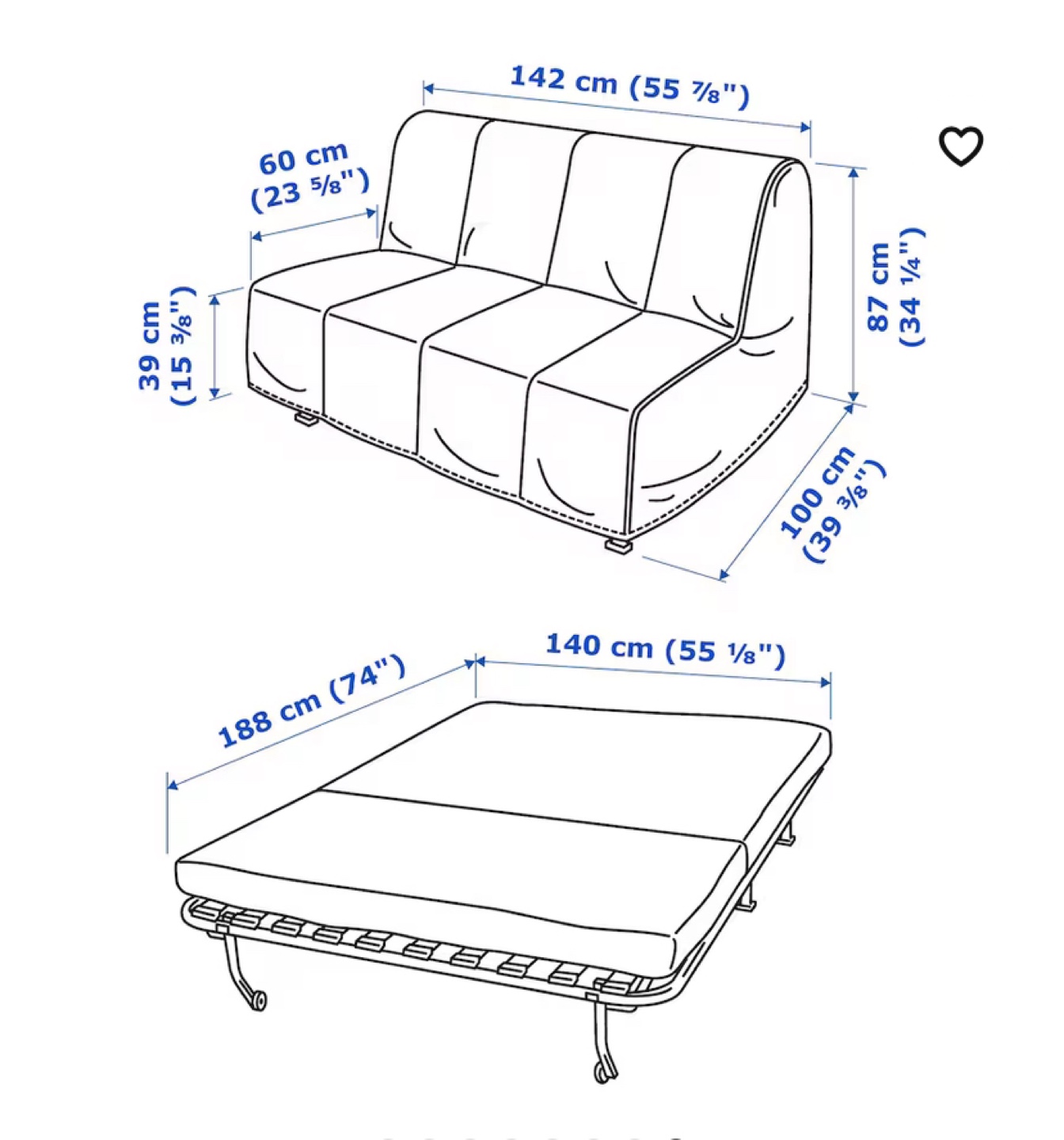 IKEA LYCKSELE Futon Sofa Bed (CAN DELIVER) - photo 2