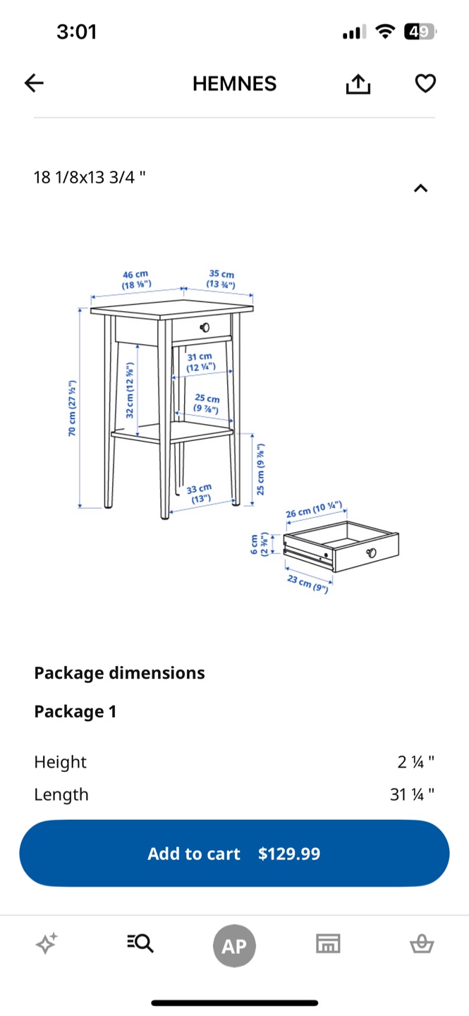 White HEMNES Nightstand with Drawer and Shelf - photo 5