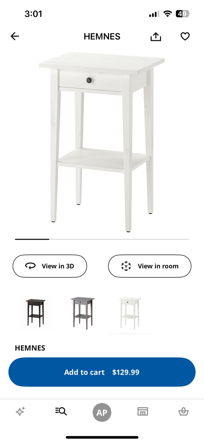 White HEMNES Nightstand with Drawer and Shelf - photo 4