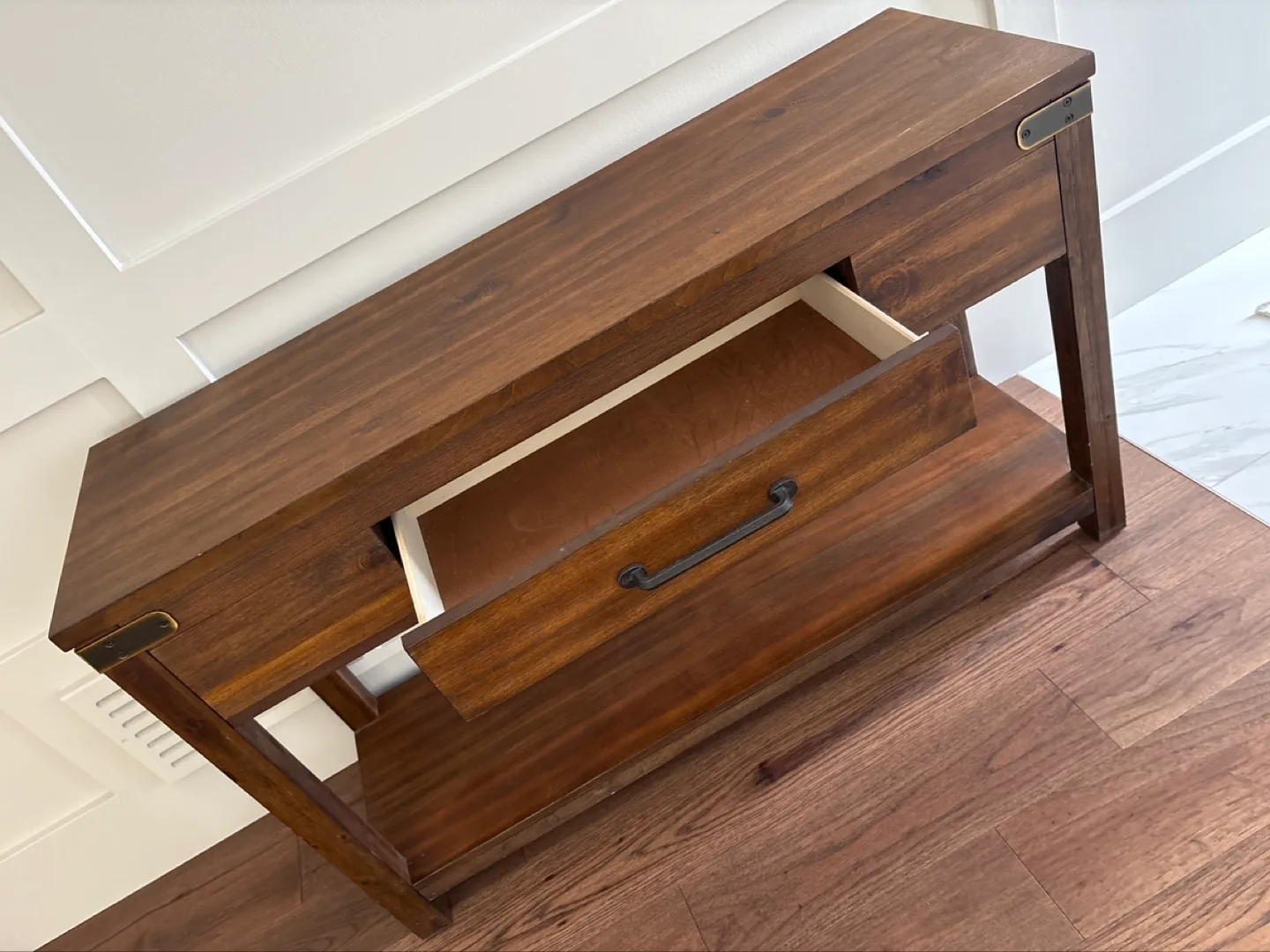 Dark Brown Wooden Console Table with Drawer and Shelf image indicator(2)