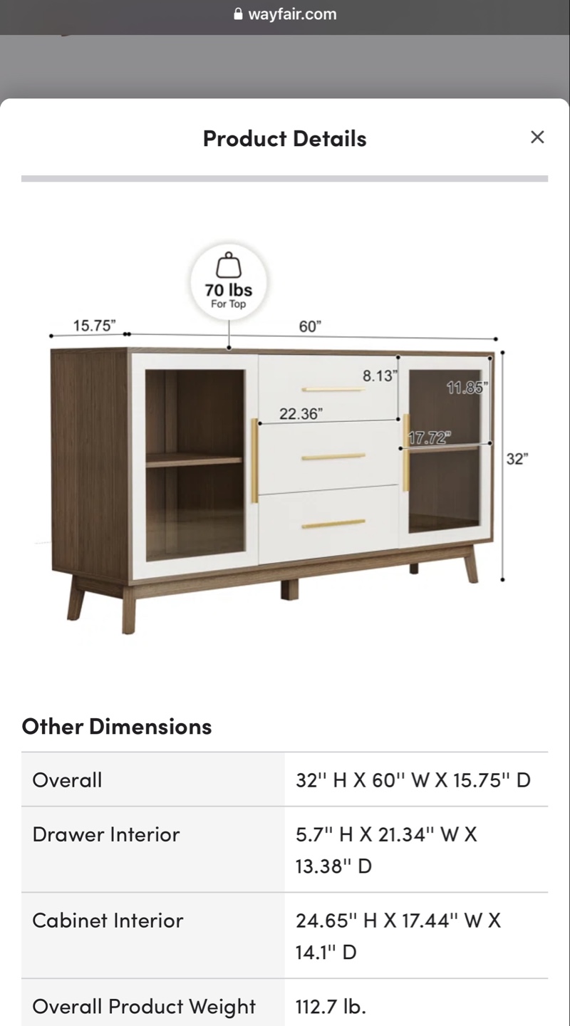 Wayfair 60" Sideboard - photo 4