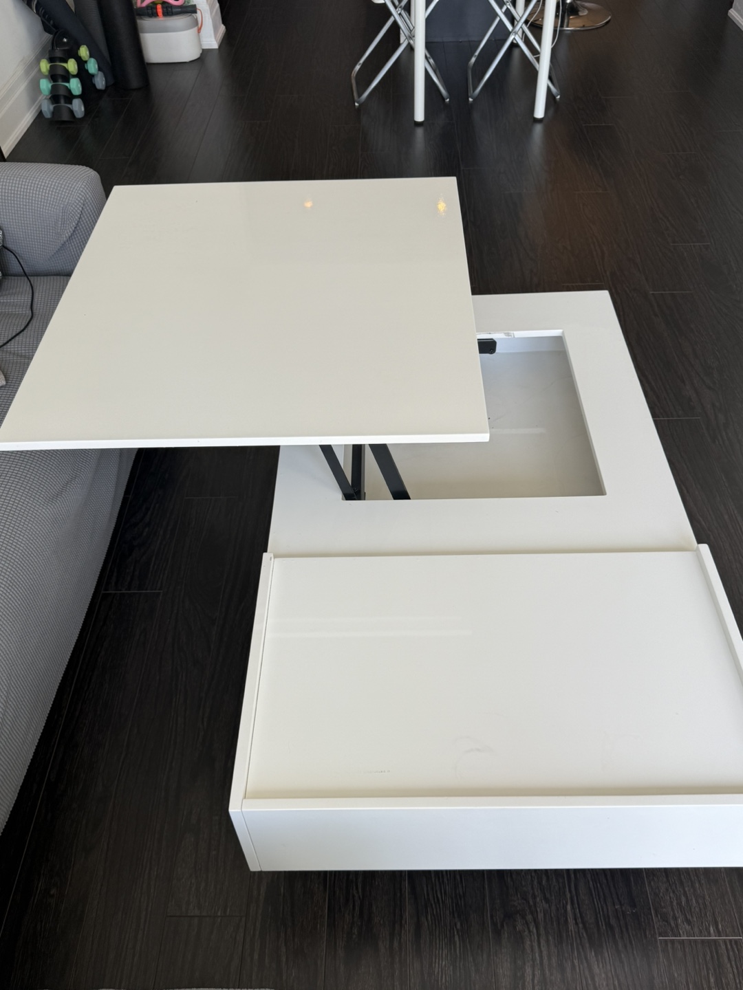 White Lift-Top Coffee Table with Storage - photo 3