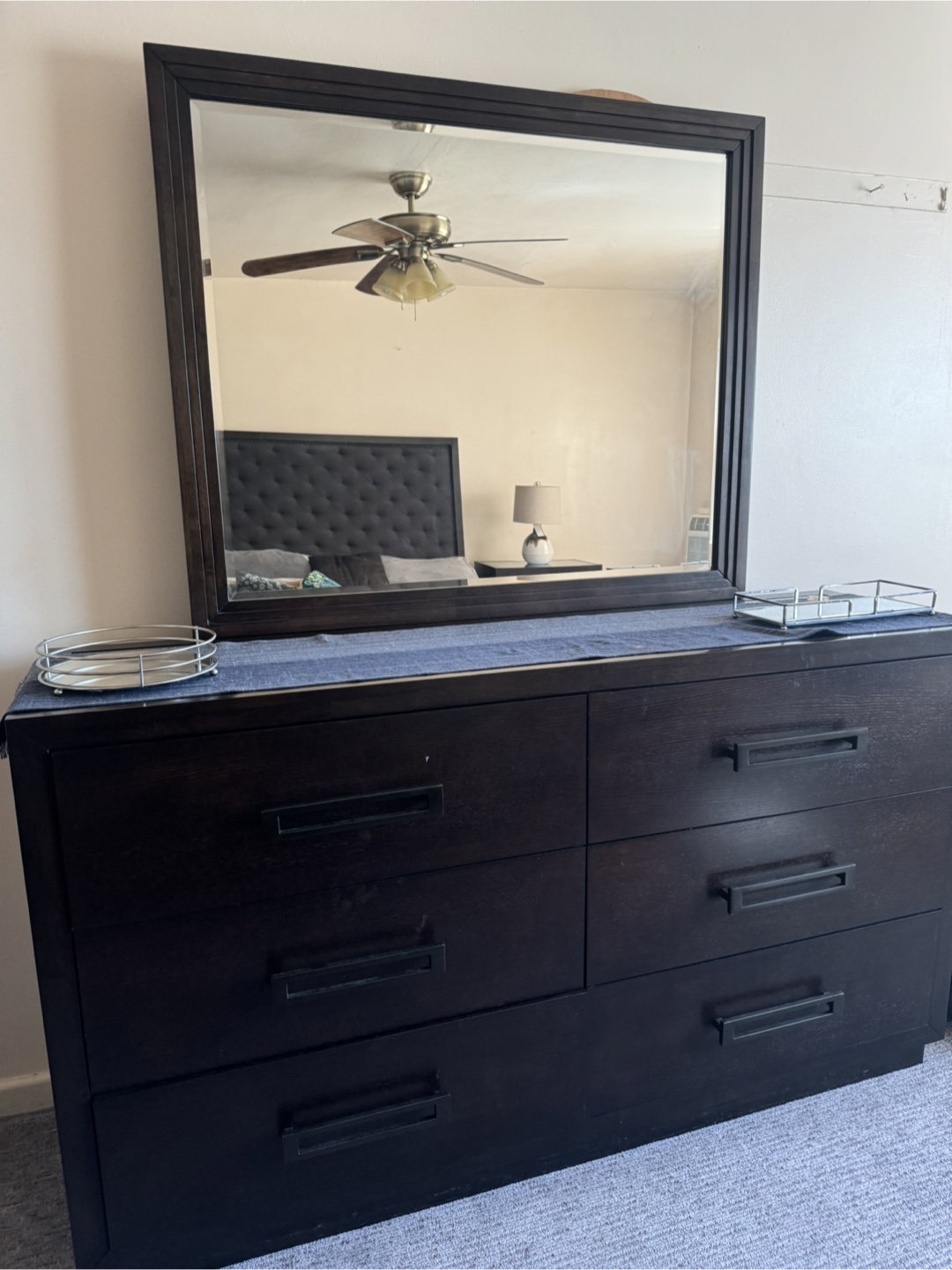 Dark Wood Dresser with Mirror - photo 2