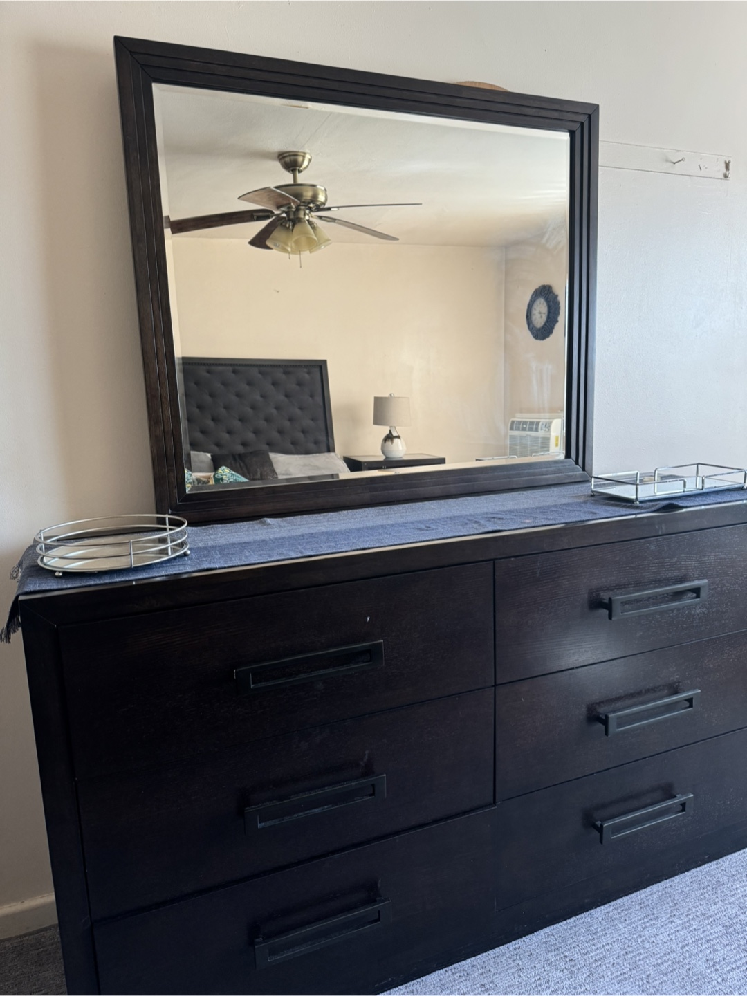 Dark Wood Dresser with Mirror