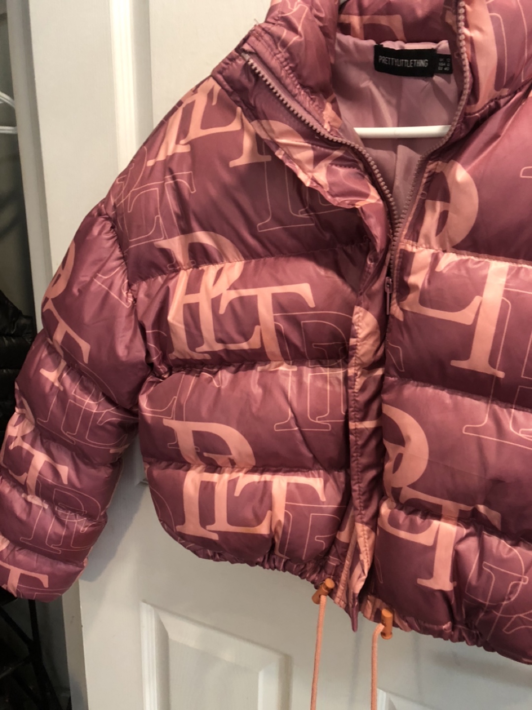 PrettyLittleThing Pink Monogram Puffer Jacket - Size 8 - photo 2