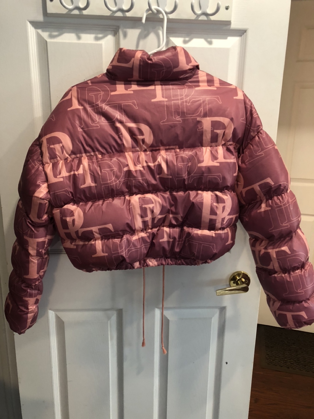 PrettyLittleThing Pink Monogram Puffer Jacket - Size 8 - photo 4