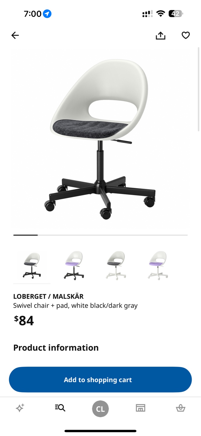 IKEA LOBERGET/MALSKÄR Swivel Chair - photo 4