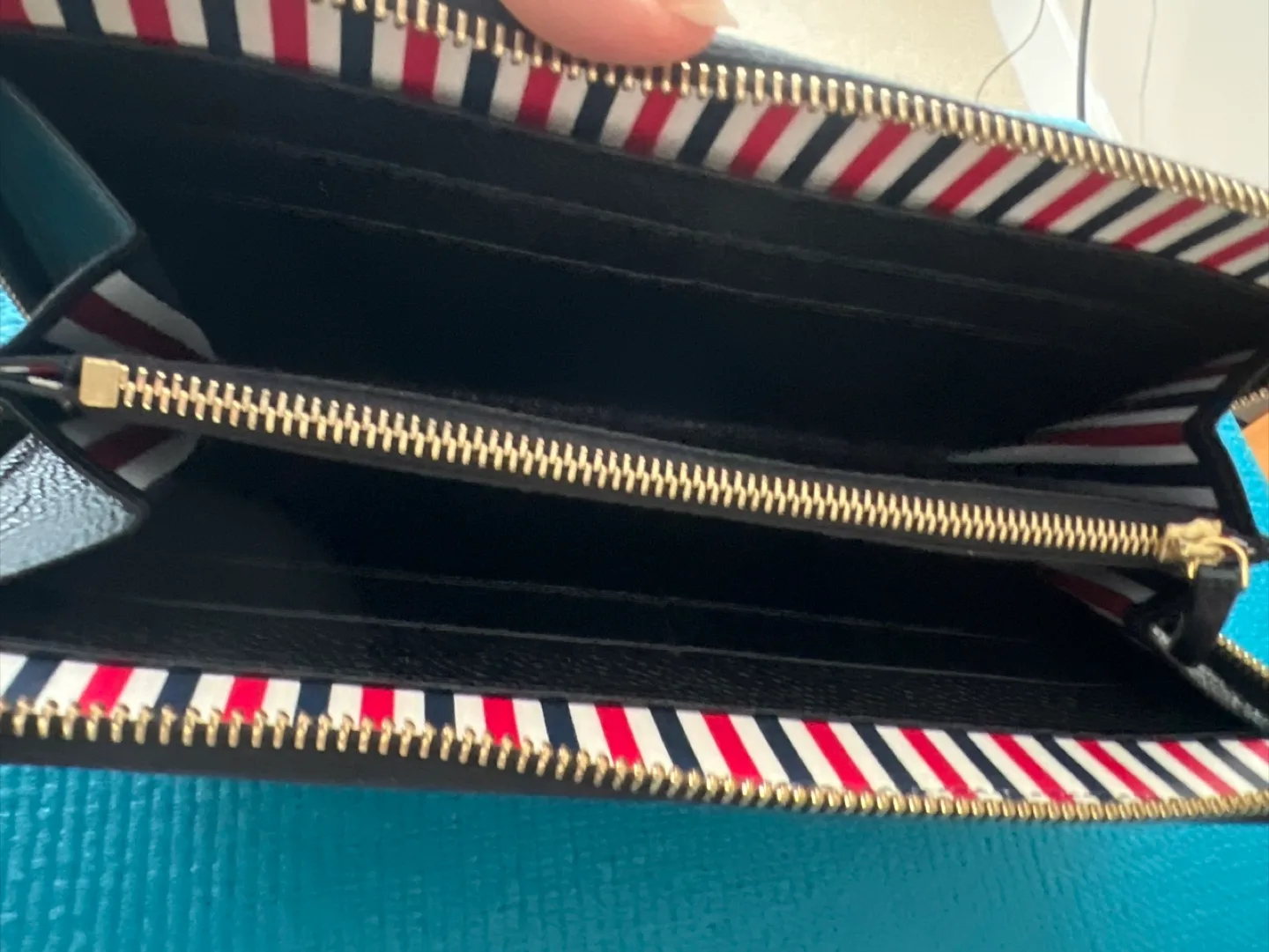 Thom Browne Black Leather Zip Around Wallet image indicator(2)