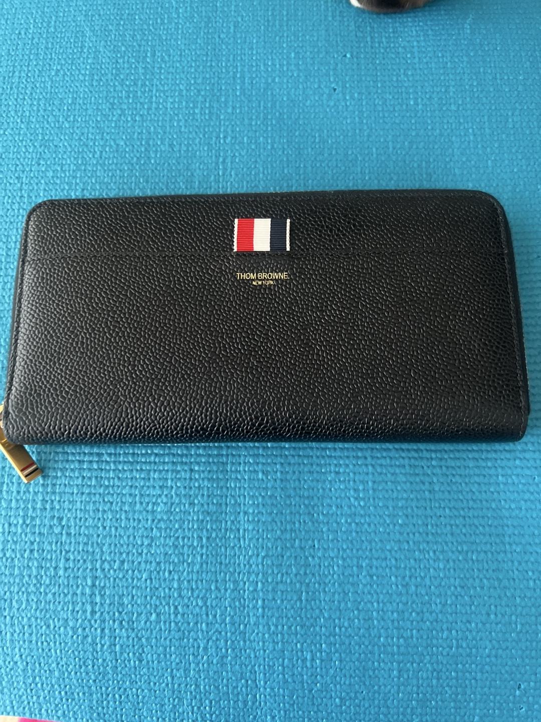Thom Browne Black Leather Zip Around Wallet