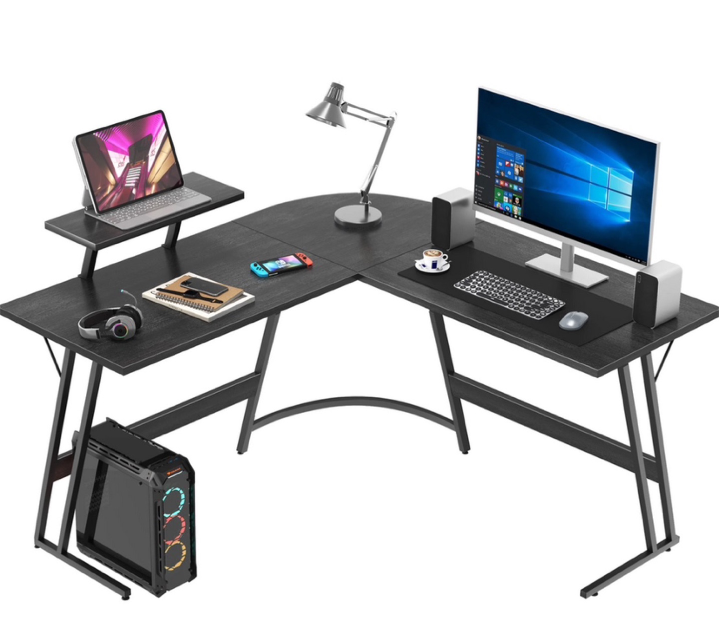 Black Corner Computer Desk - Disassembled