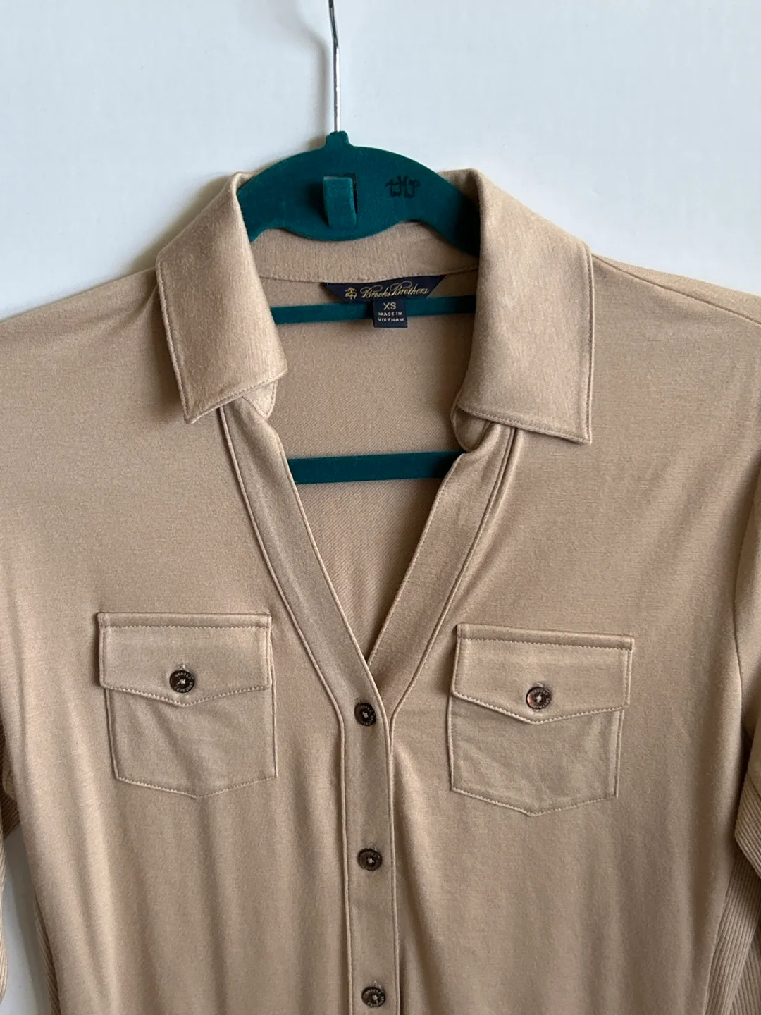 Brooks Brothers Women's Beige 3/4 Sleeve Button-Down Shirt image indicator(3)