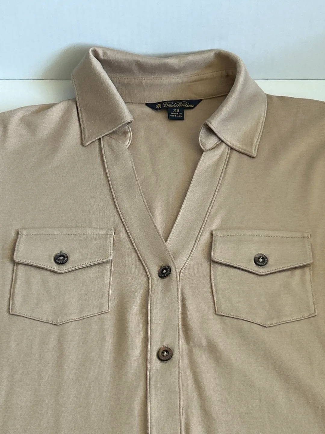 Brooks Brothers Women's Beige 3/4 Sleeve Button-Down Shirt image indicator(5)