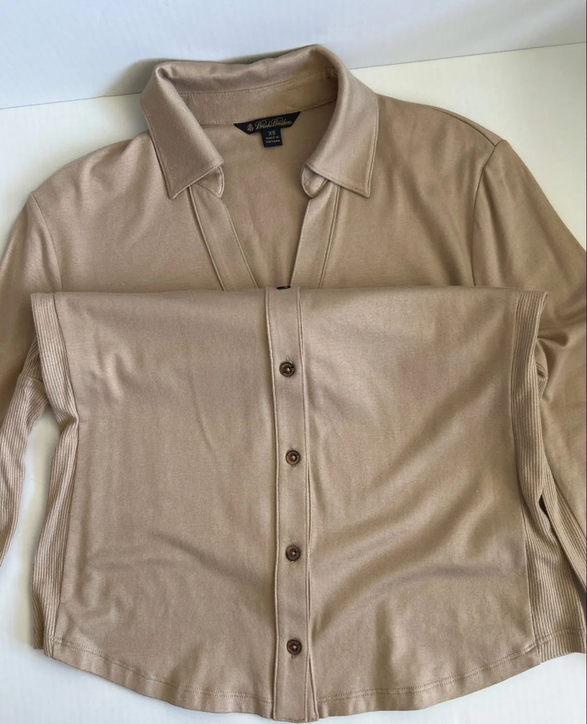 Brooks Brothers Women's Beige 3/4 Sleeve Button-Down Shirt image indicator(9)