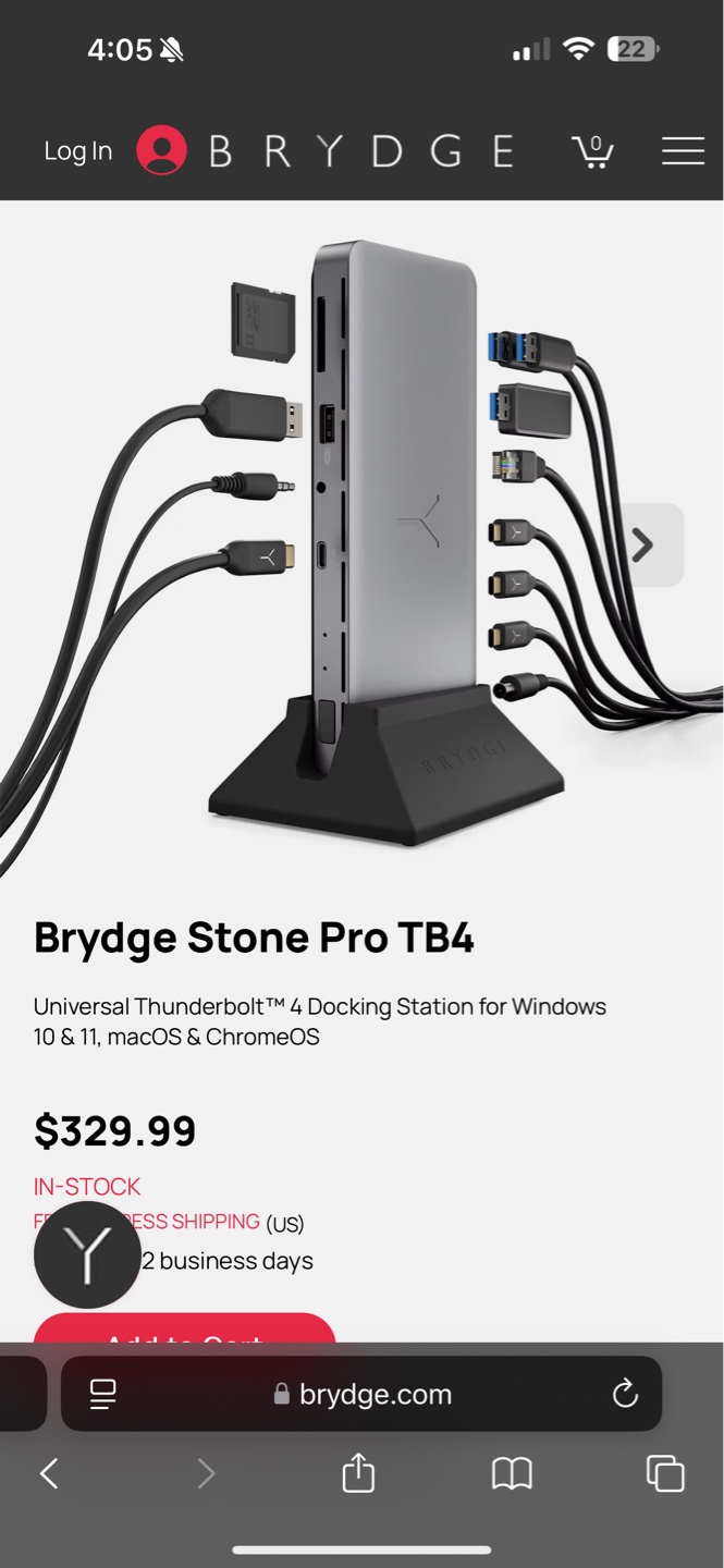 Brydge Stone Pro TB4 Thunderbolt 4 Docking Station