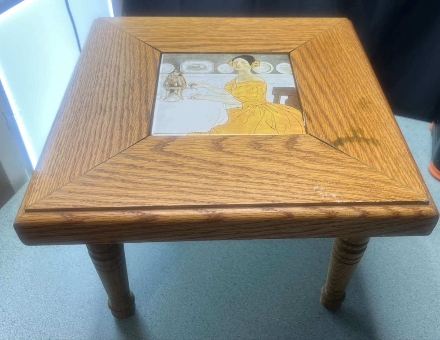 VINTAGE WOODEN CHOWKI TABLE, 14 X 14 x 9.5”