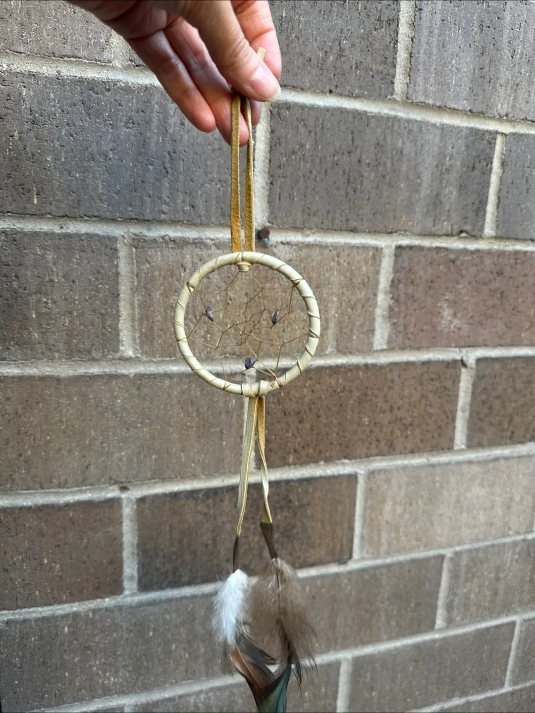 Miniature Dream Catcher with Feathers / Wind charm 💚 image indicator(3)