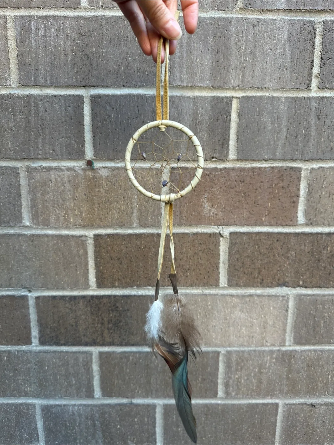 Miniature Dream Catcher with Feathers / Wind charm 💚 image indicator(2)
