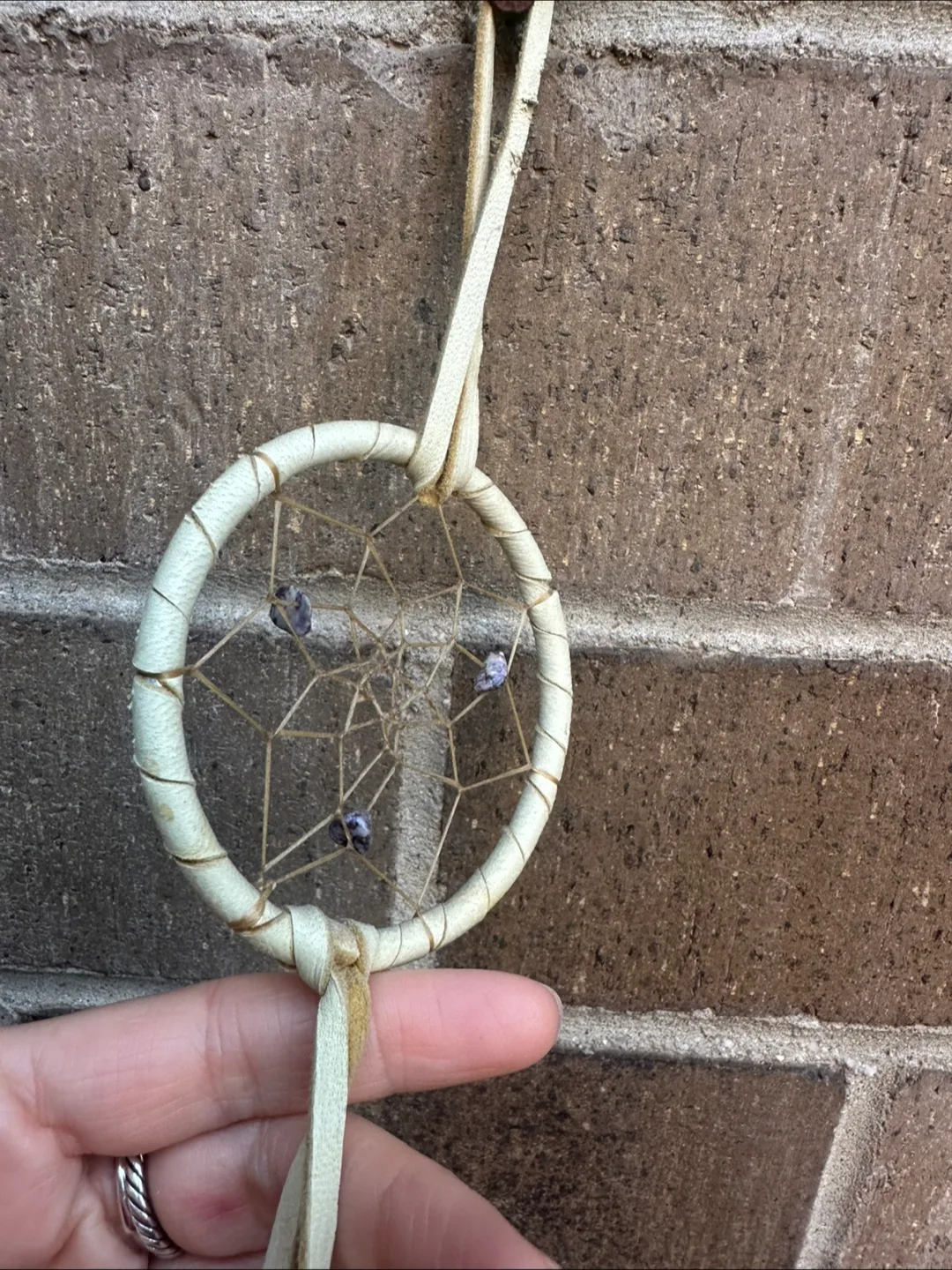 Miniature Dream Catcher with Feathers / Wind charm 💚 image indicator(4)