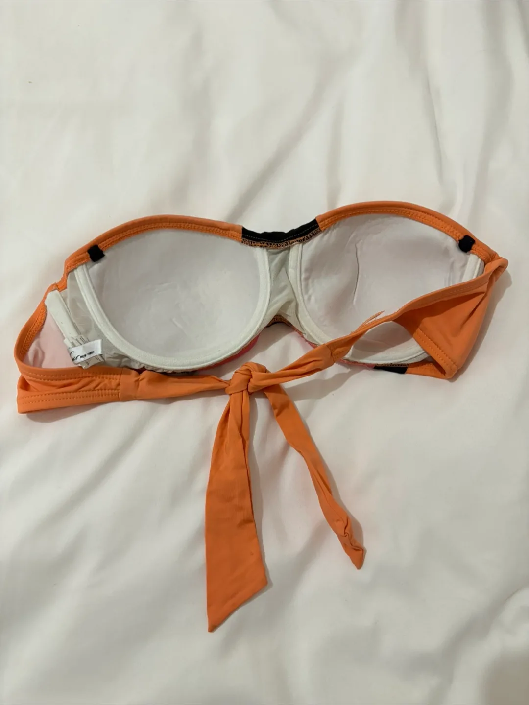 Orange, Pink & Black Banded Bikini Top - Size 34B/C image indicator(2)