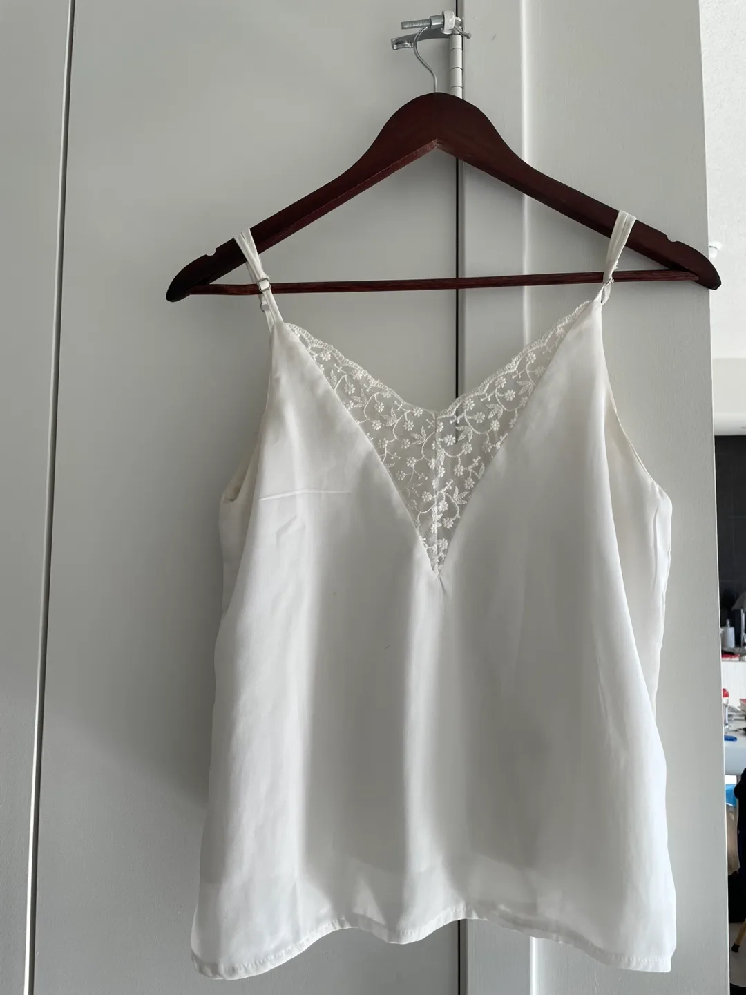 Two XS Cami Tops - Black and White Lace Detail thumbnail