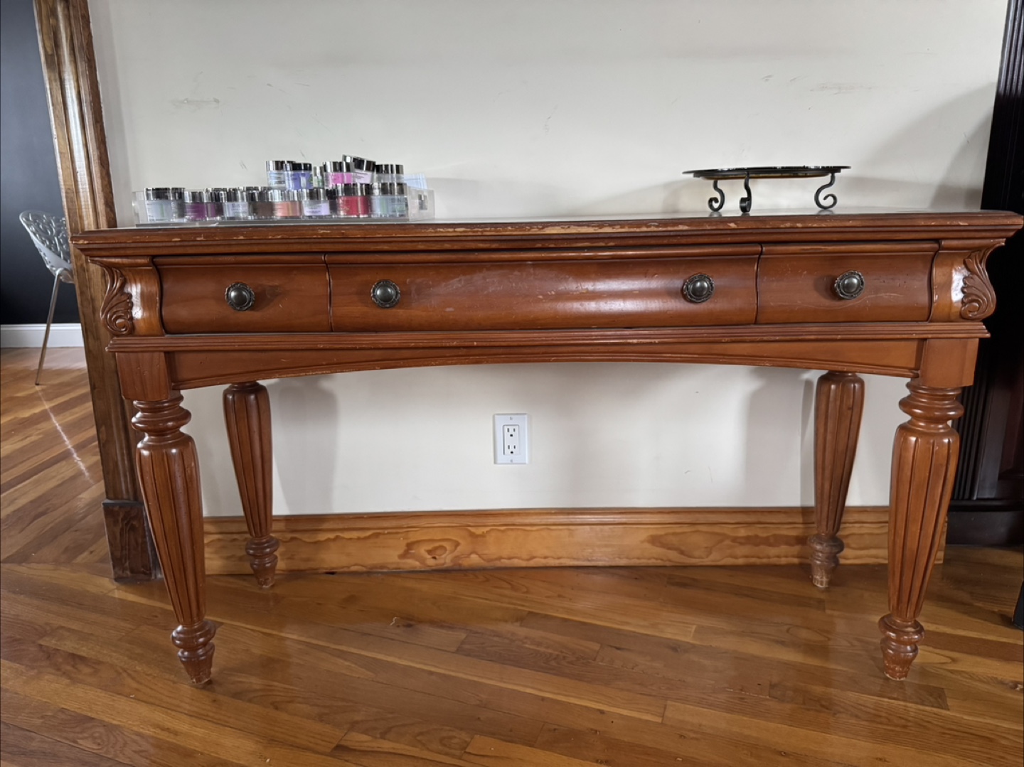 Wooden Console Table with Three Drawers