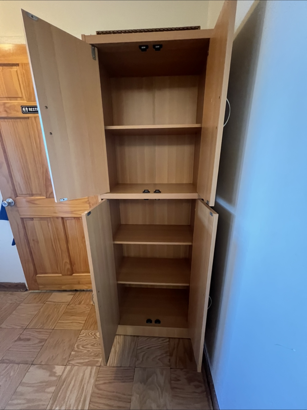 Tall Wooden Cabinet with Shelves - photo 2