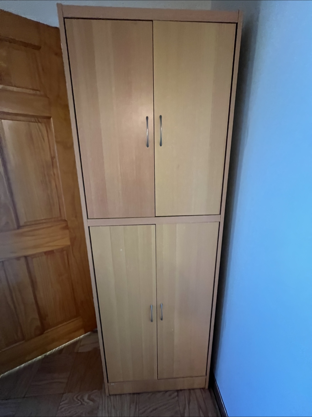 Tall Wooden Cabinet with Shelves