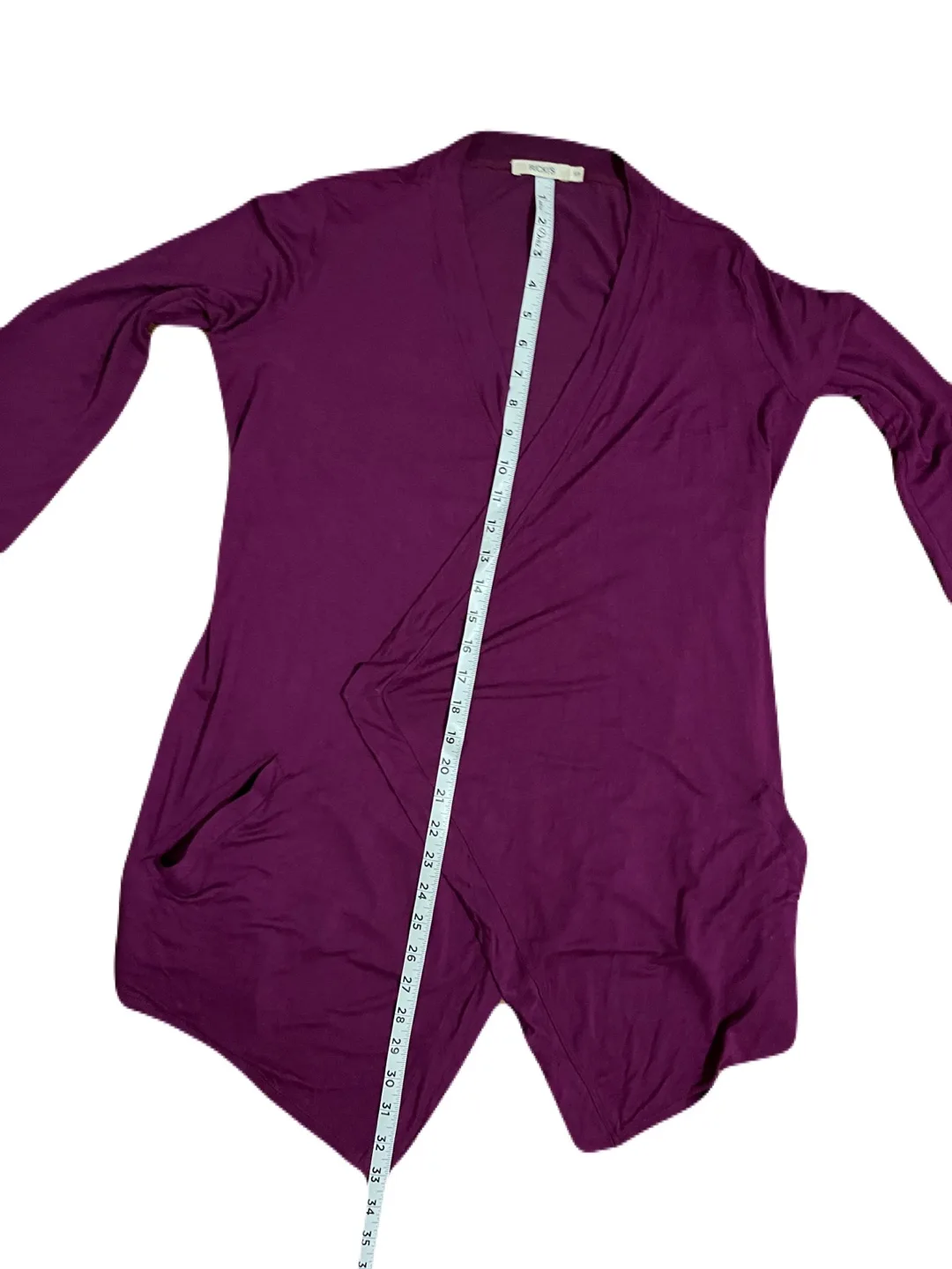 Ricki’s women’s small jersey wrap waterfall cardigan, purple image indicator(4)