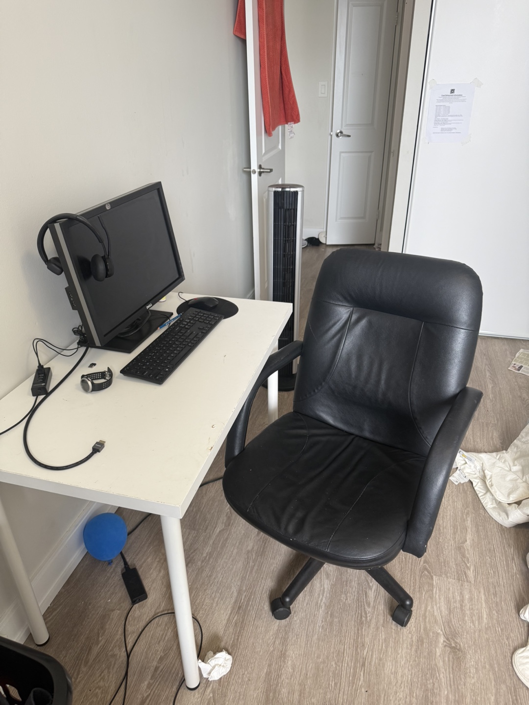 White Computer Desk with Black Office Chair