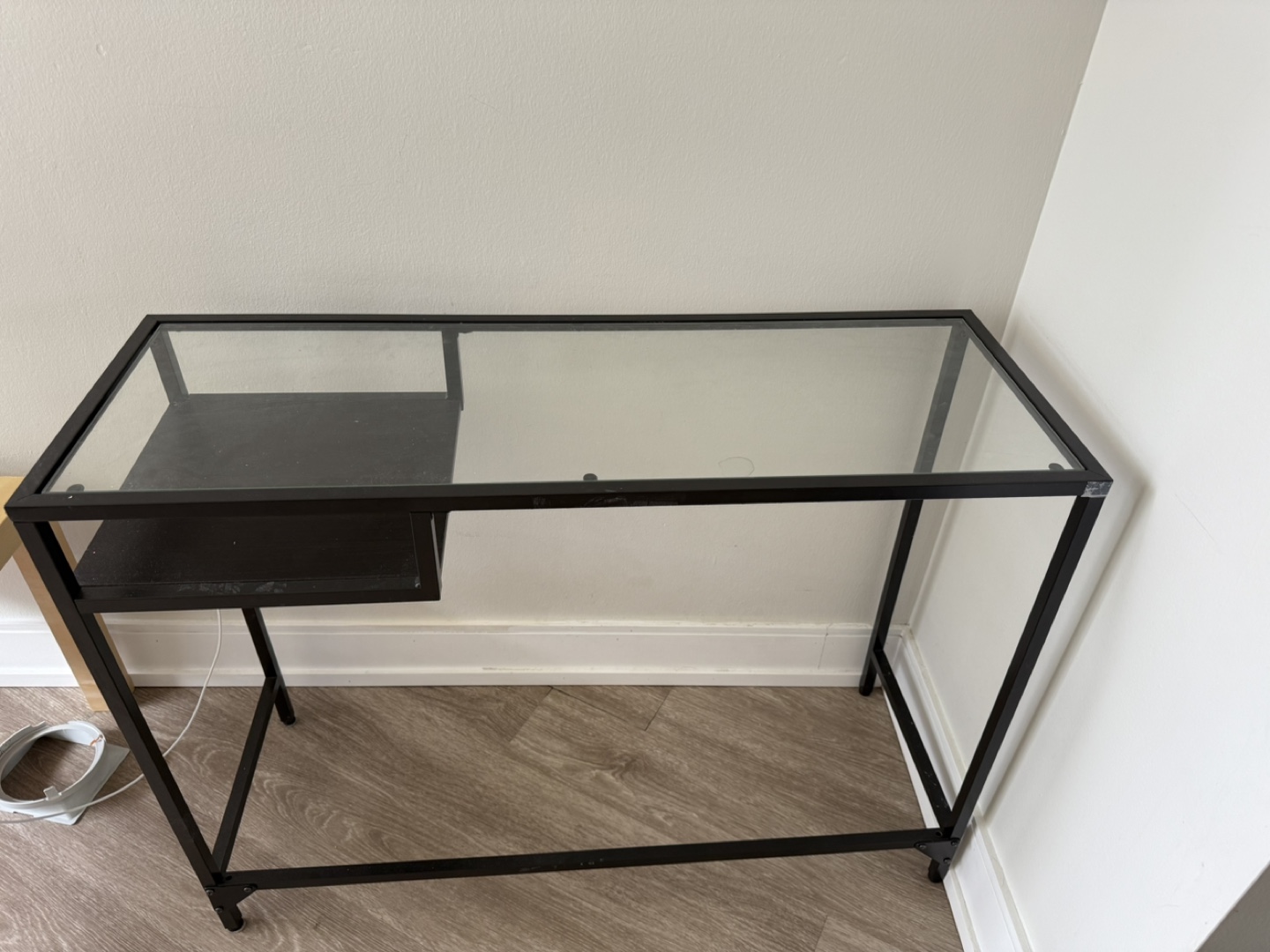 IKEA Glass-top Desk with Metal Frame