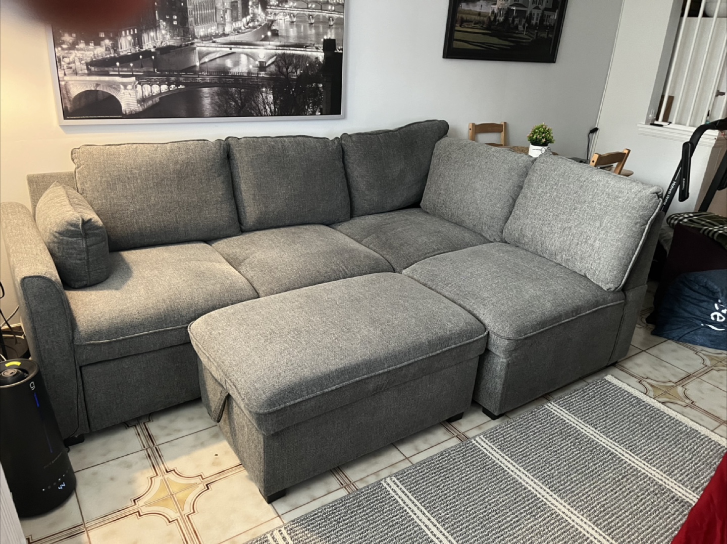 Grey Sectional Sofa with Ottoman - photo 2