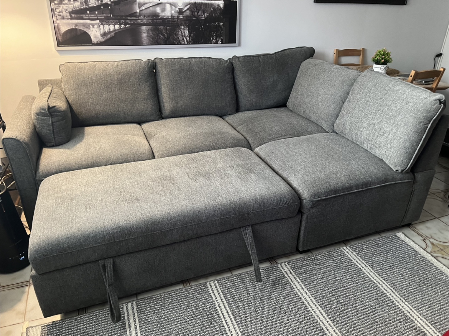 Grey Sectional Sofa with Ottoman - photo 4