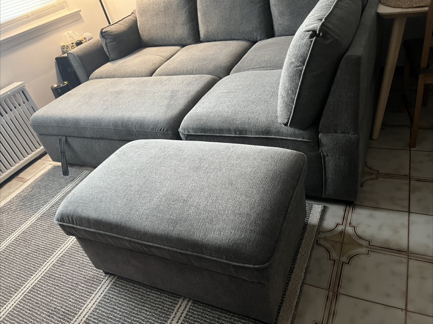 Grey Sectional Sofa with Ottoman - photo 3