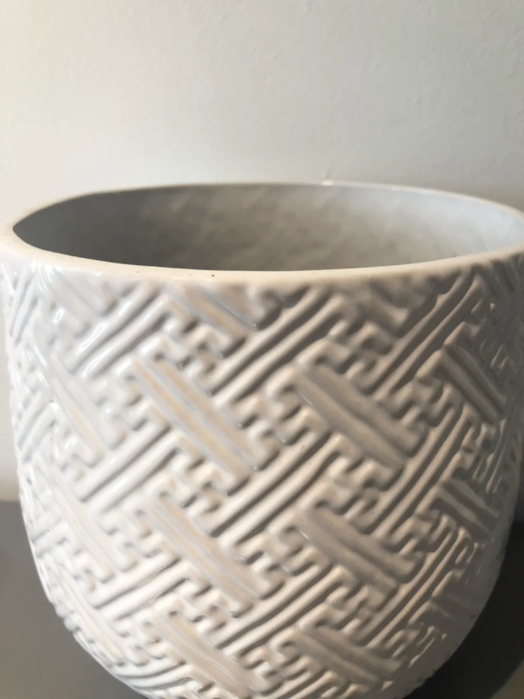 White Ceramic Planter with Geometric Pattern image indicator(2)