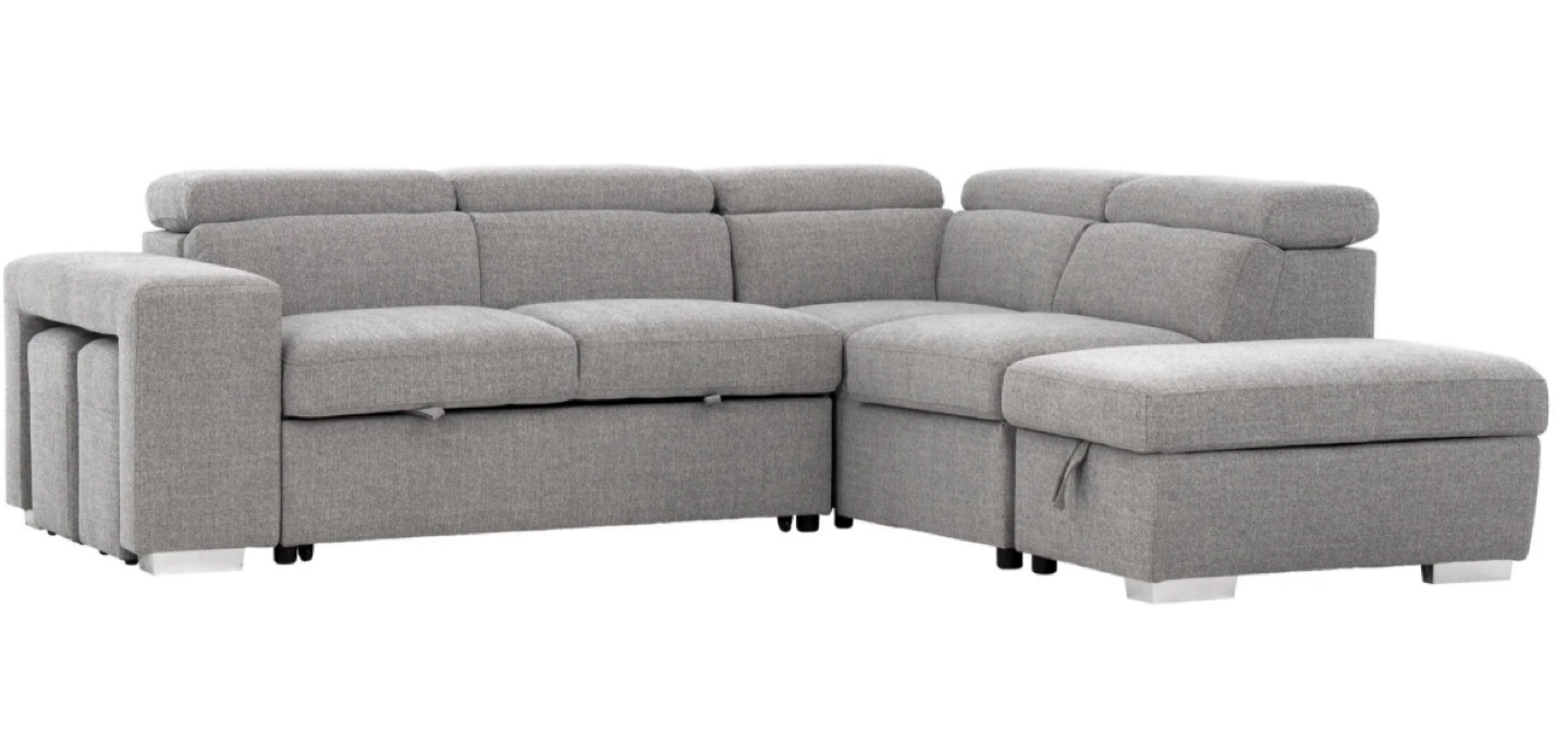 Grey Sectional Sofa with Storage