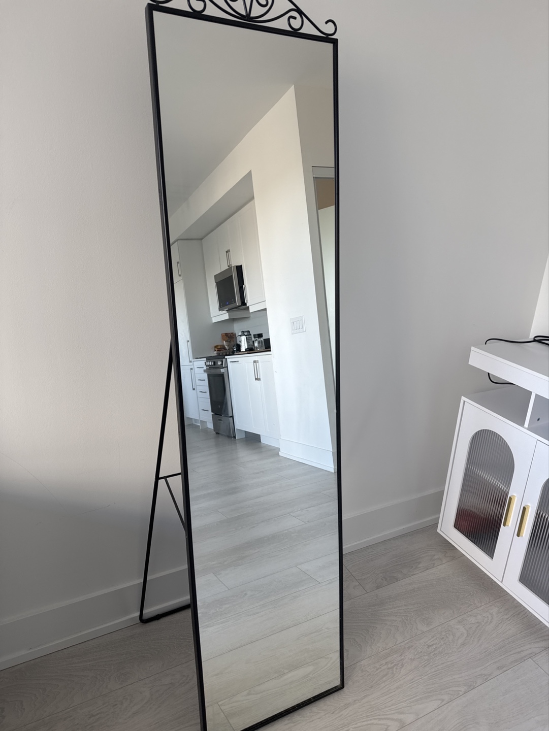 Full-Length Black Metal Frame Mirror