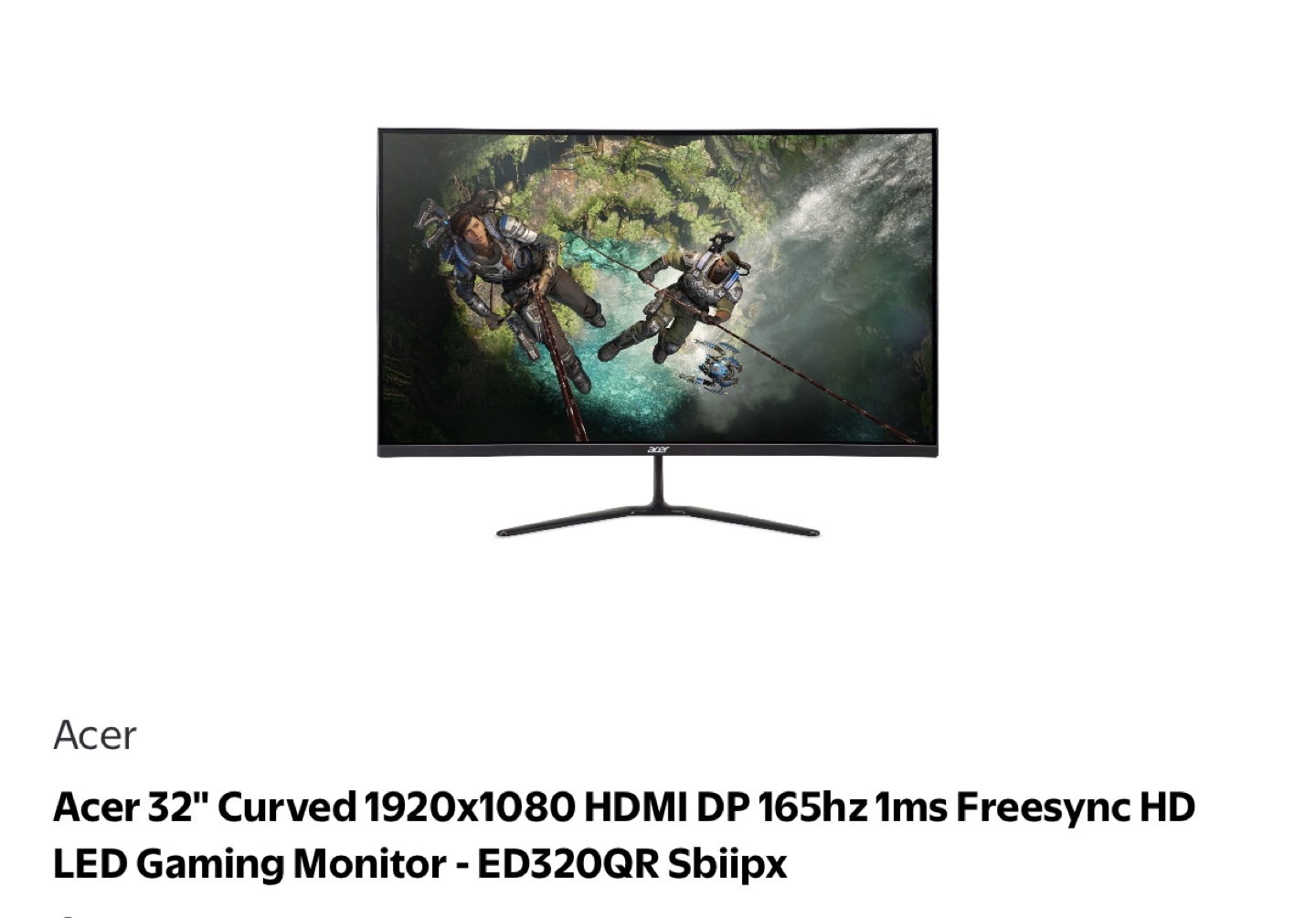 Moving sale Acer 32" ED320QR Sbipx Curved Gaming Monitor - photo 4