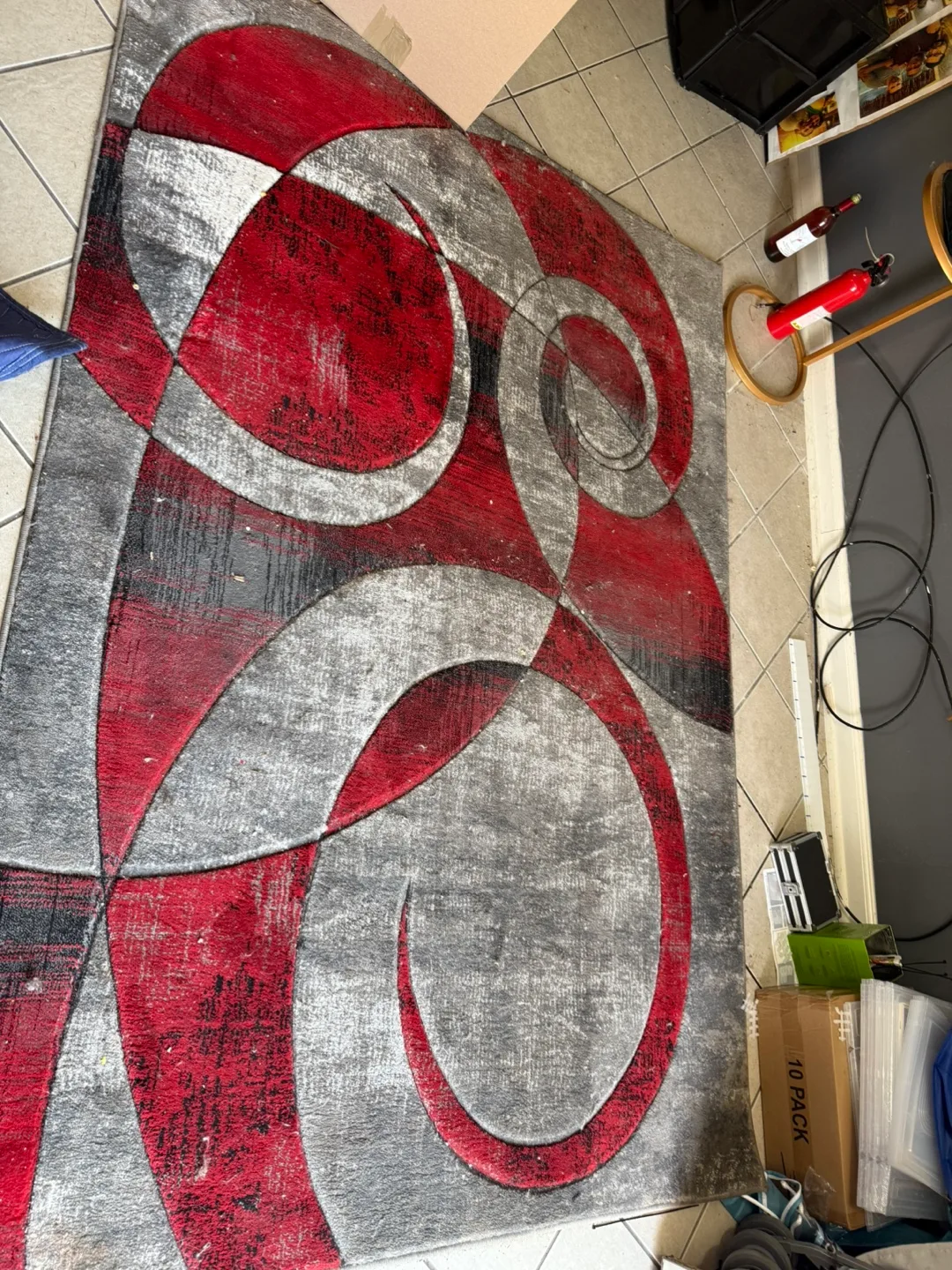 Moving sale Red and Gray Abstract Area Rug thumbnail