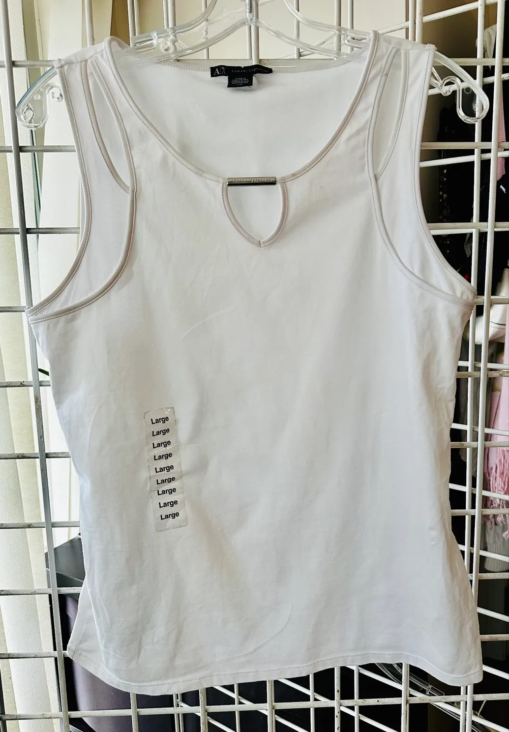 Armani Exchange Women's White Sleeveless Top Size Large thumbnail